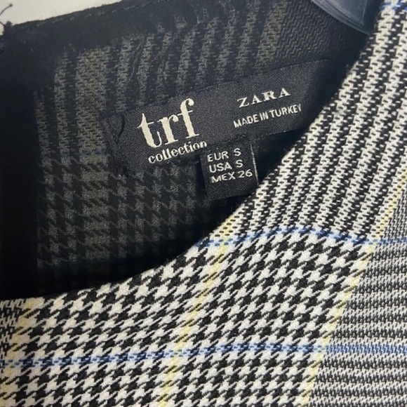 Zara Size Small Plaid Short Sleeve Shift Dress Buttons Side - Picture 5 of 6